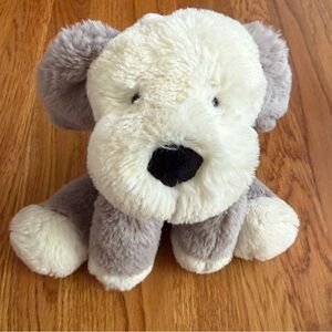 Jellycat gray and white rare smudge puppy dog